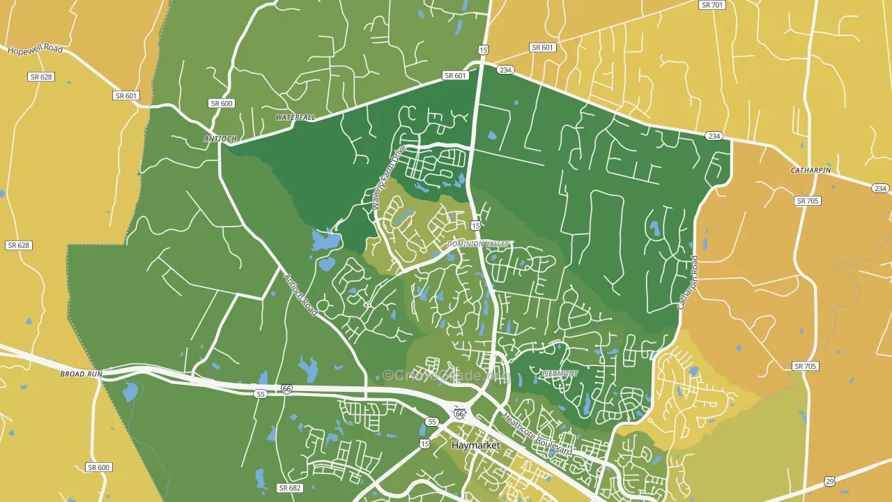 20169, VA Map of Vehicle Theft Rates