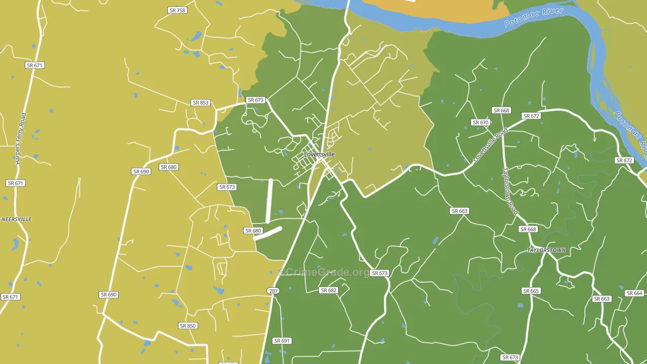 20180, VA Map of Vehicle Theft Rates