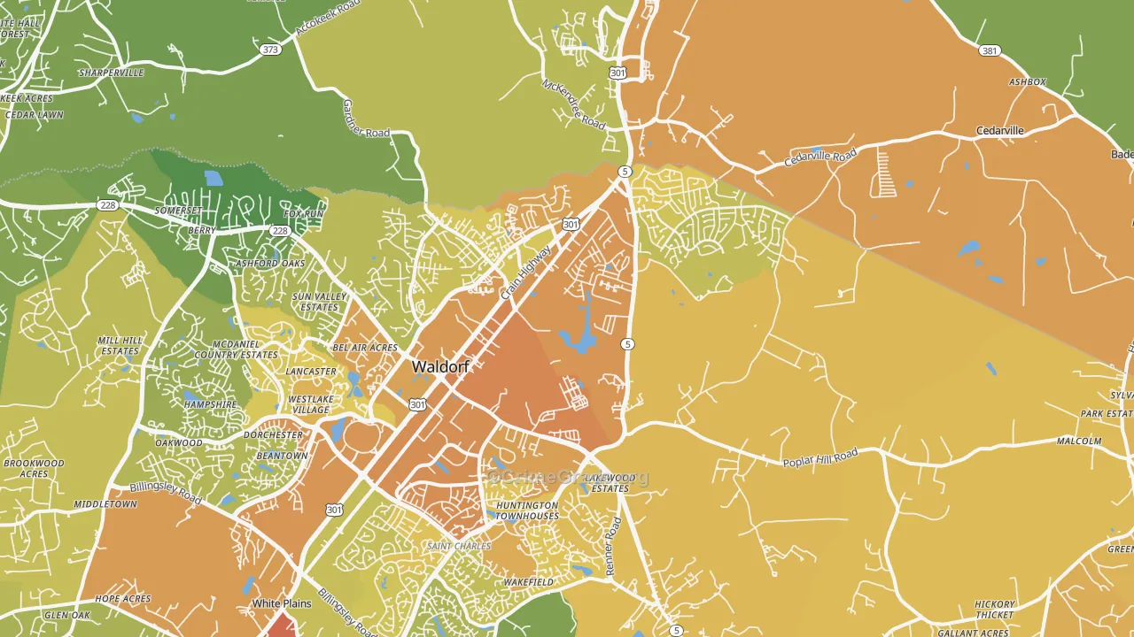 20601, MD Map of Vehicle Theft Rates
