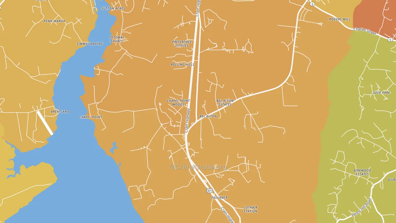 20611, MD Map of Vehicle Theft Rates