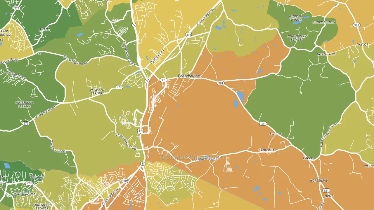 20613, MD Map of Vehicle Theft Rates