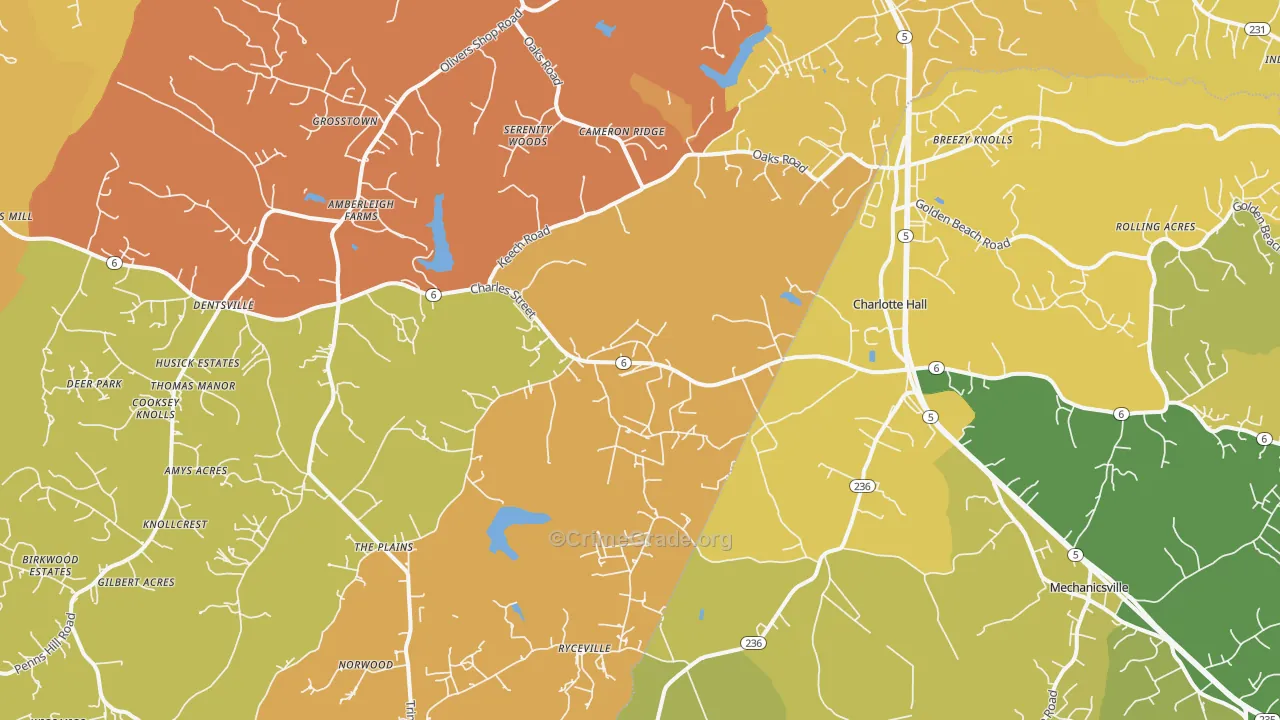 20622, MD Map of Vehicle Theft Rates