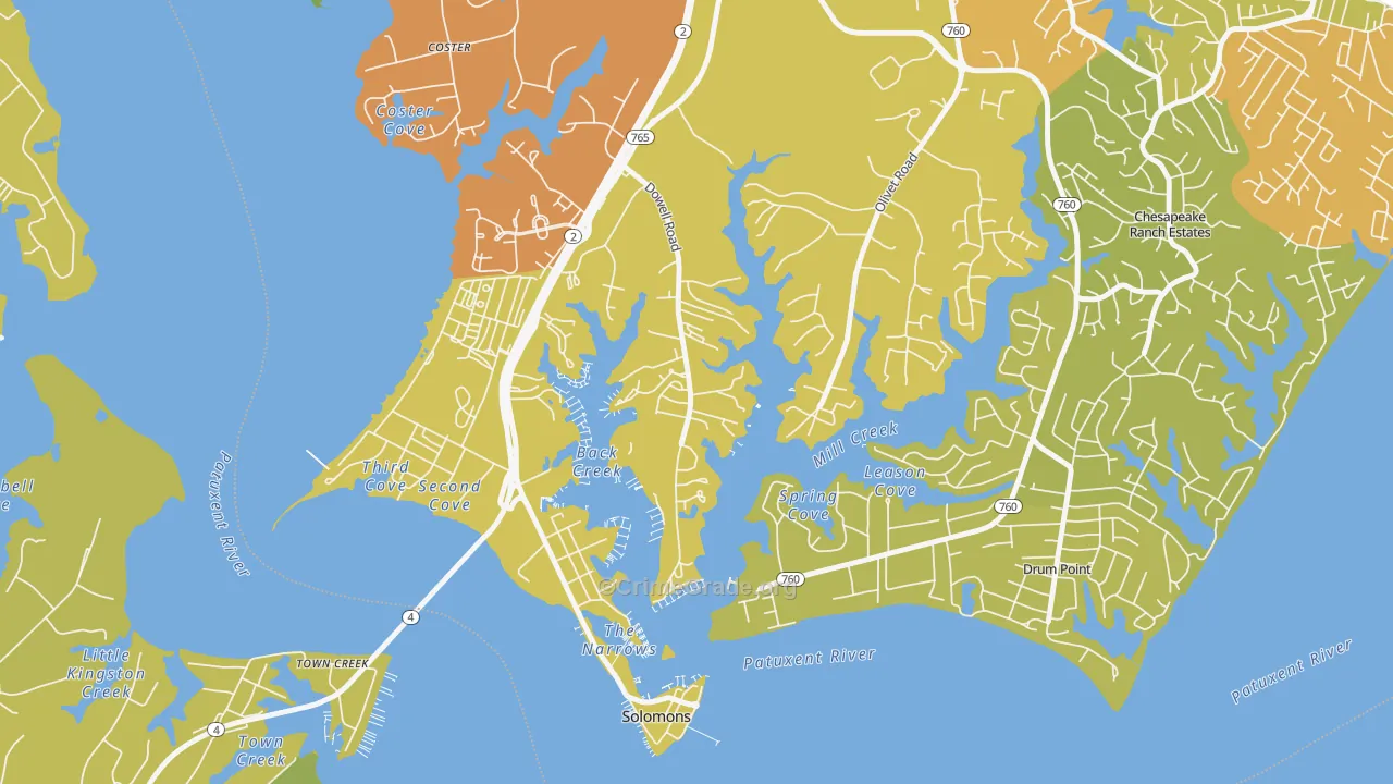 20629, MD Map of Vehicle Theft Rates
