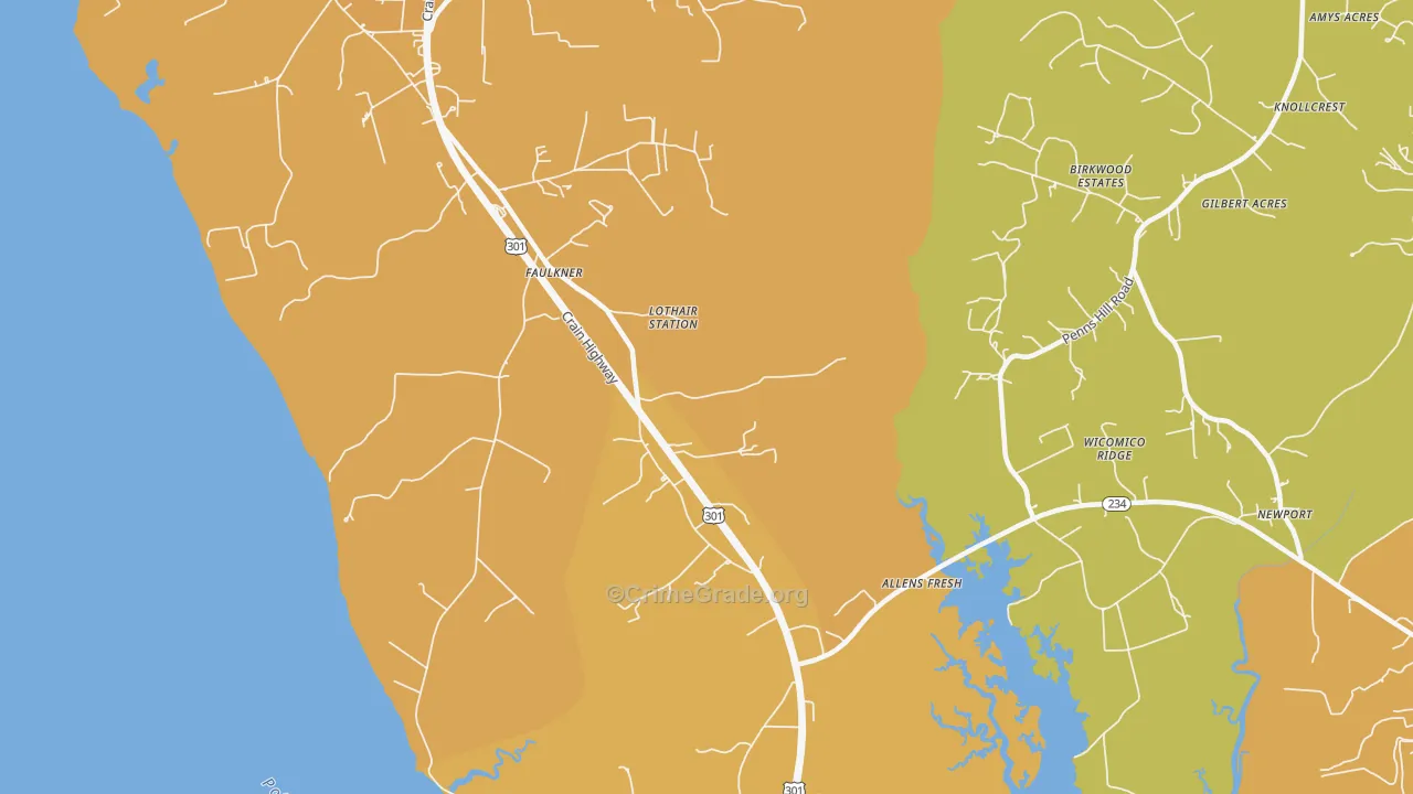 20632, MD Map of Vehicle Theft Rates