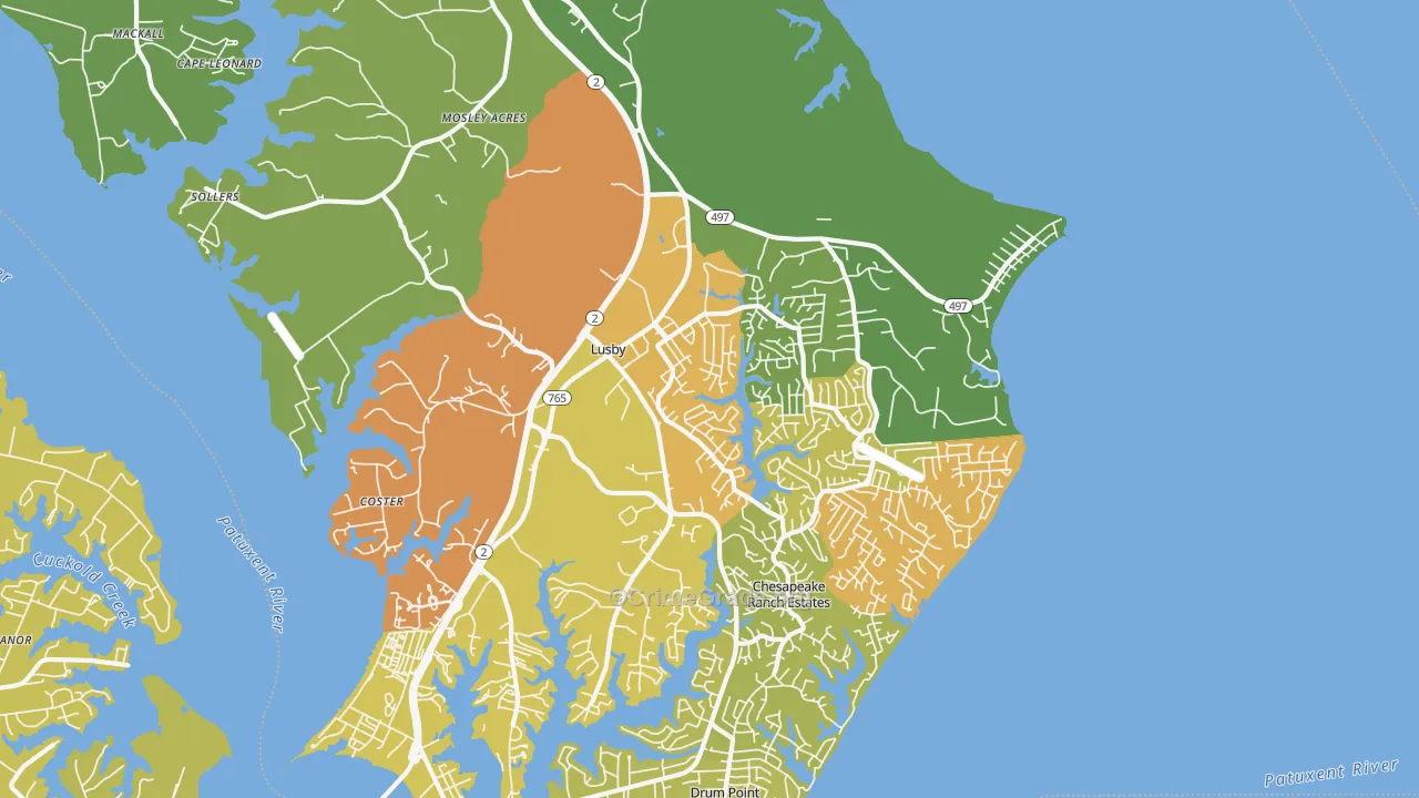 20657, MD Map of Vehicle Theft Rates