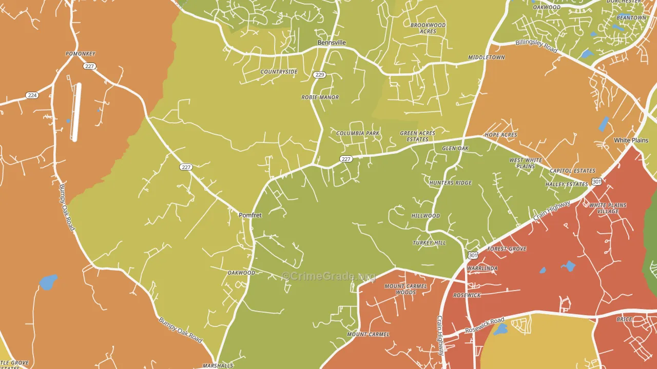 20675, MD Map of Vehicle Theft Rates