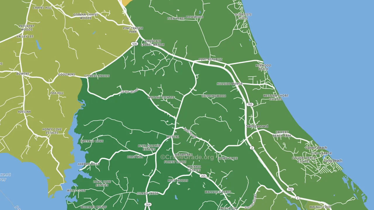 20676, MD Map of Vehicle Theft Rates