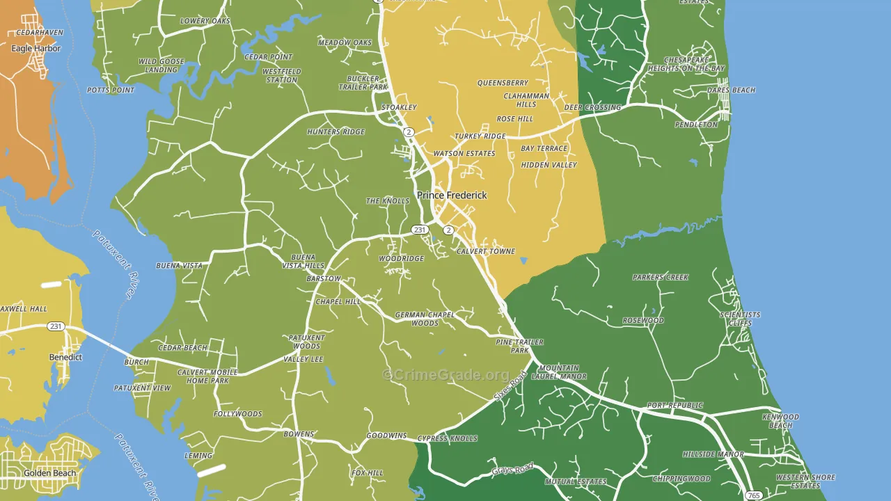 20678, MD Map of Vehicle Theft Rates