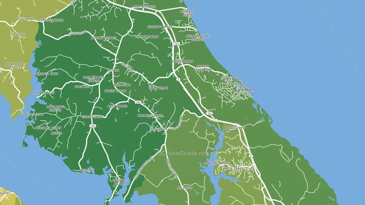 20685, MD Map of Vehicle Theft Rates