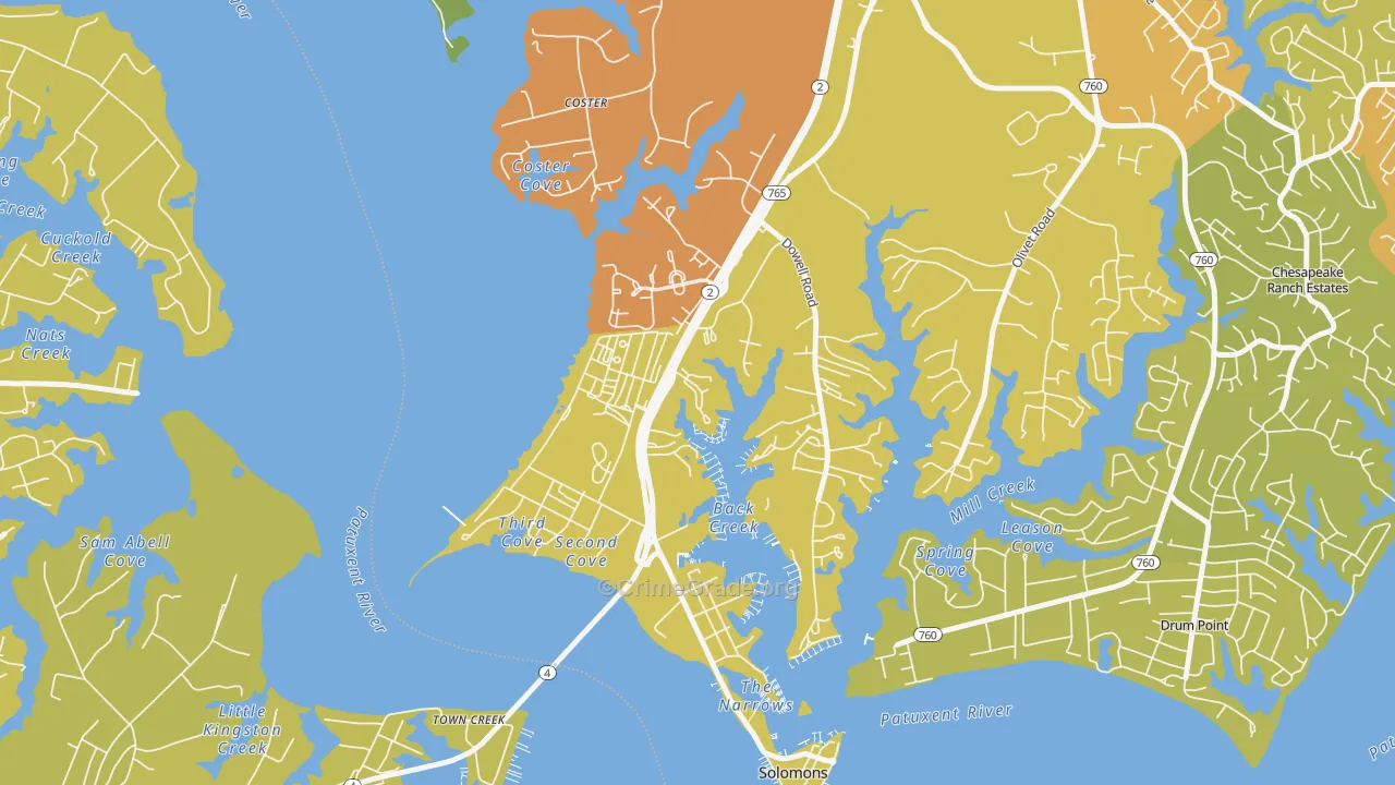 20688, MD Map of Vehicle Theft Rates