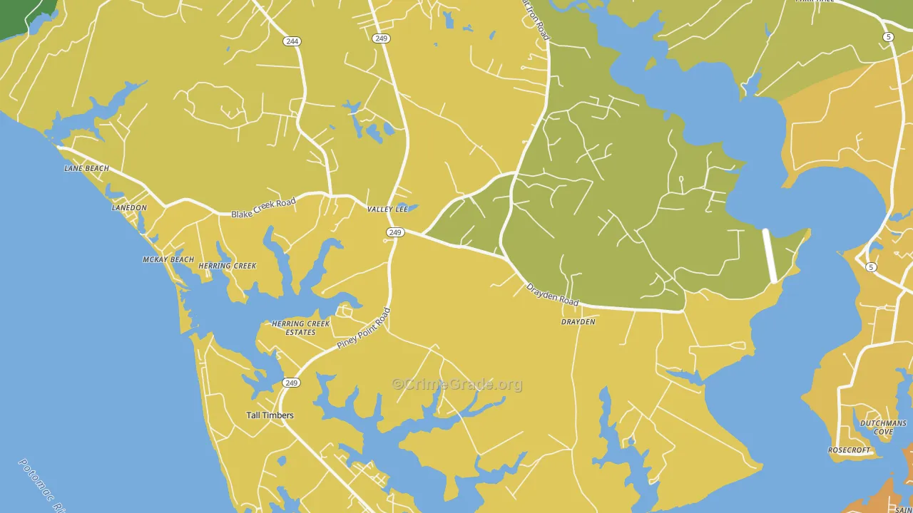 20692, MD Map of Vehicle Theft Rates