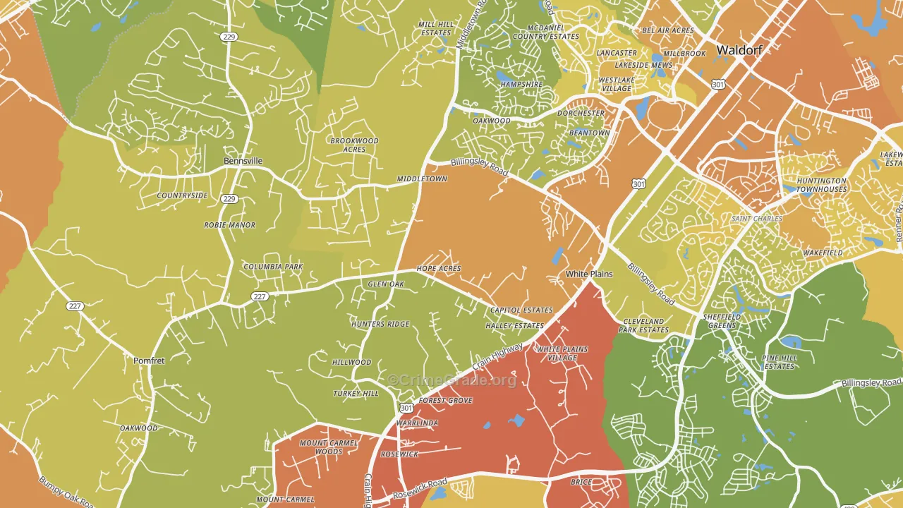 20695, MD Map of Vehicle Theft Rates
