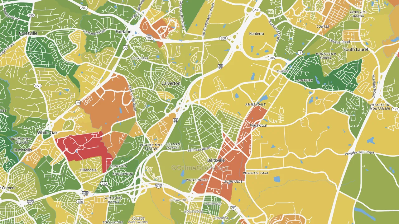 20705, MD Map of Vehicle Theft Rates