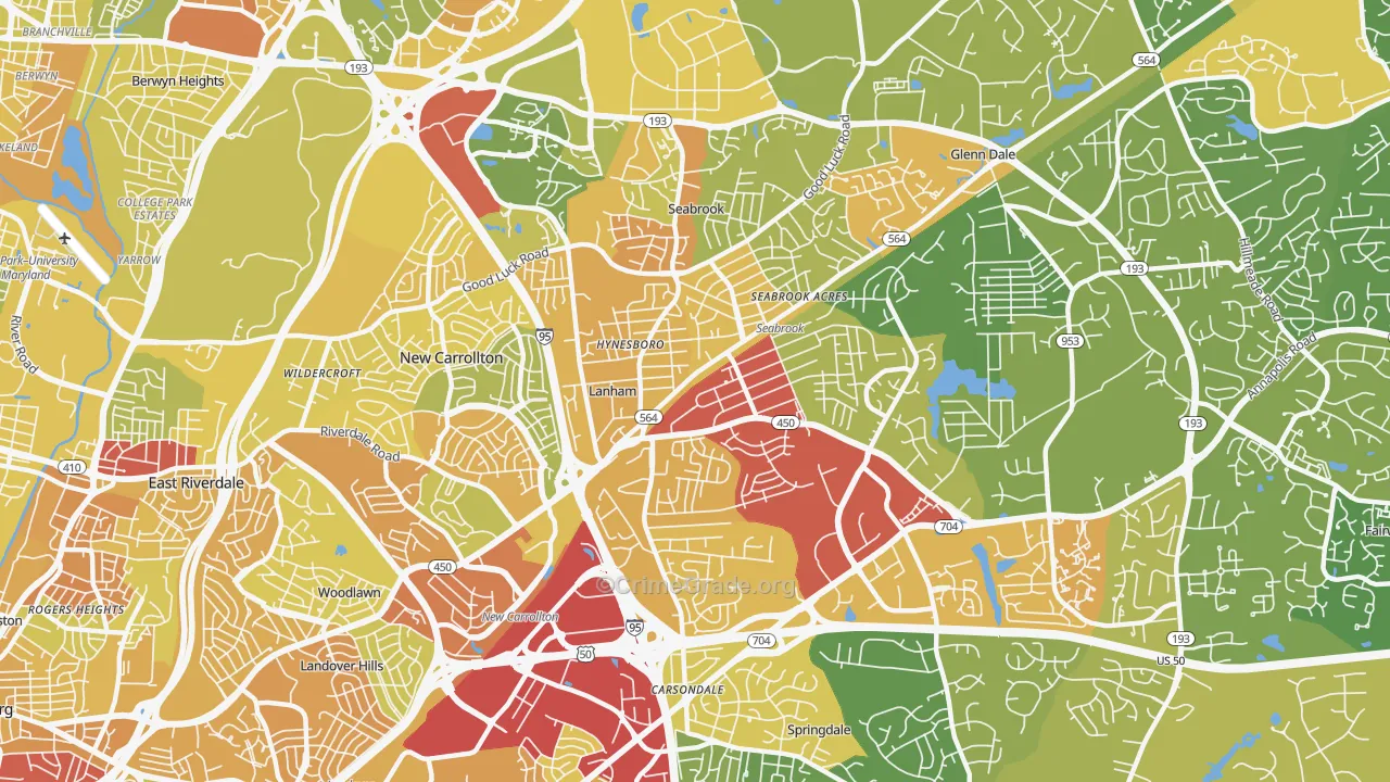 20706, MD Map of Vehicle Theft Rates