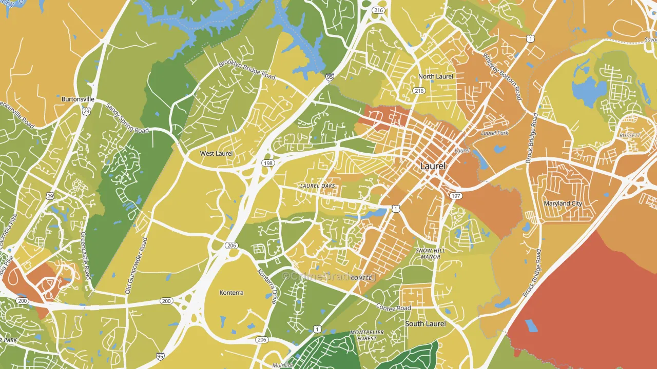 20707, MD Map of Vehicle Theft Rates