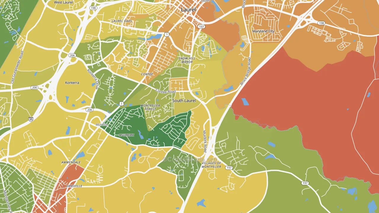 20708, MD Map of Vehicle Theft Rates
