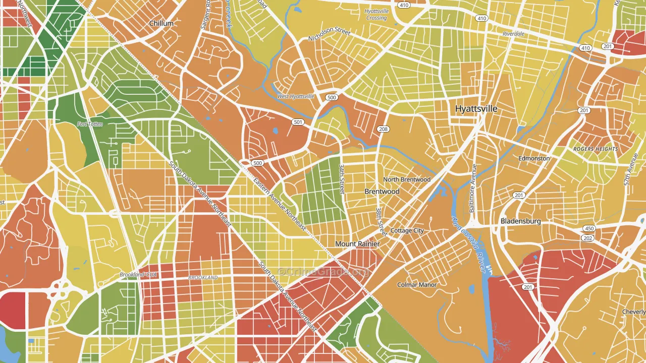 20712, MD Map of Vehicle Theft Rates