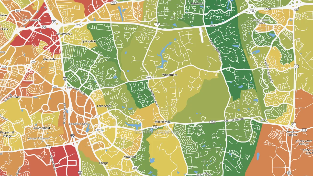 20721, MD Map of Vehicle Theft Rates