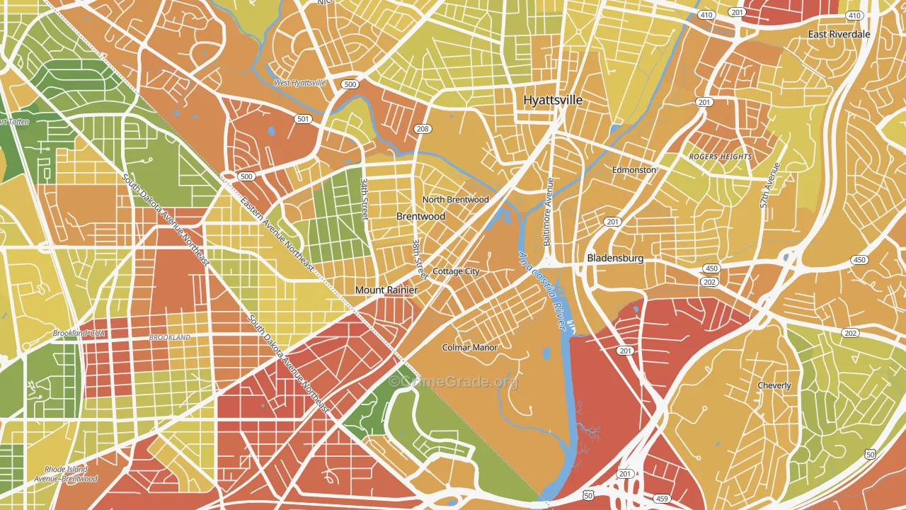 20722, MD Map of Vehicle Theft Rates
