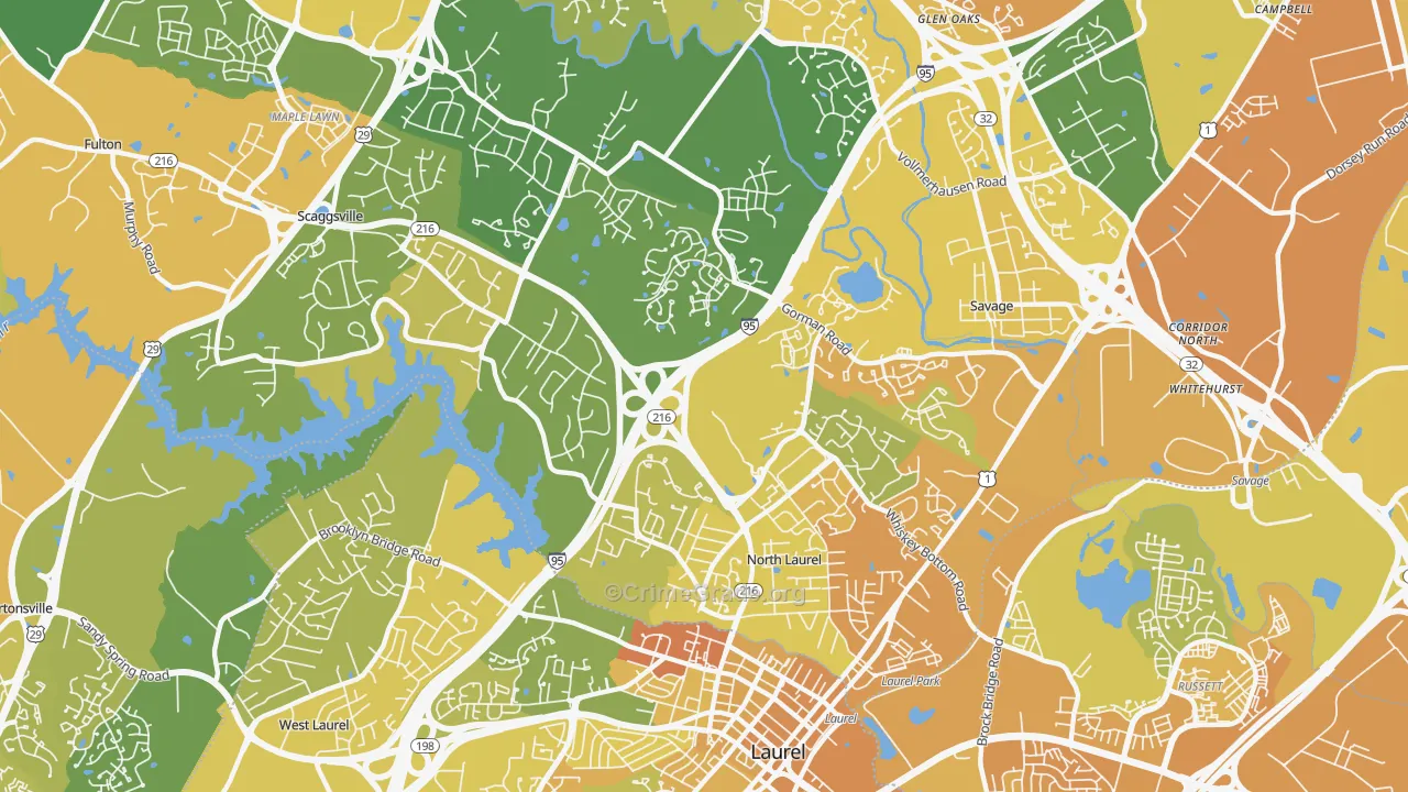 20723, MD Map of Vehicle Theft Rates