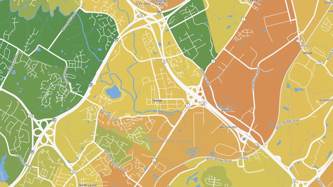 20763, MD Map of Vehicle Theft Rates