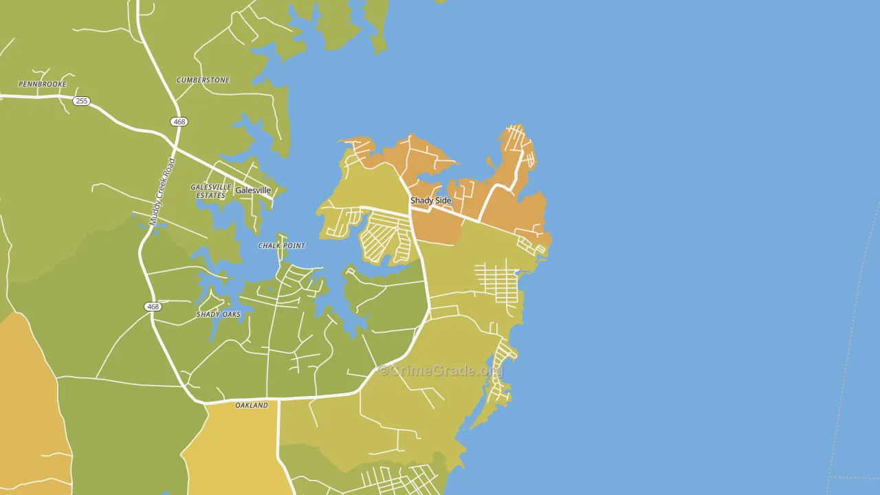 20764, MD Map of Vehicle Theft Rates