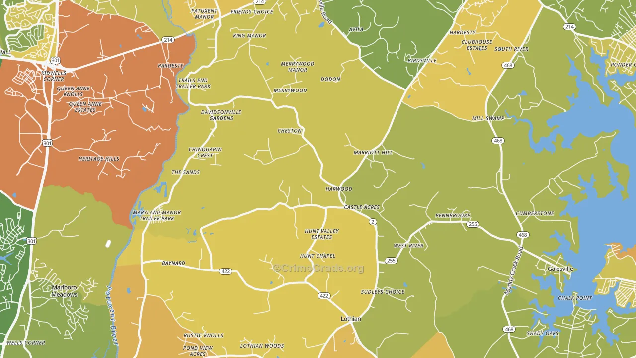 20776, MD Map of Vehicle Theft Rates