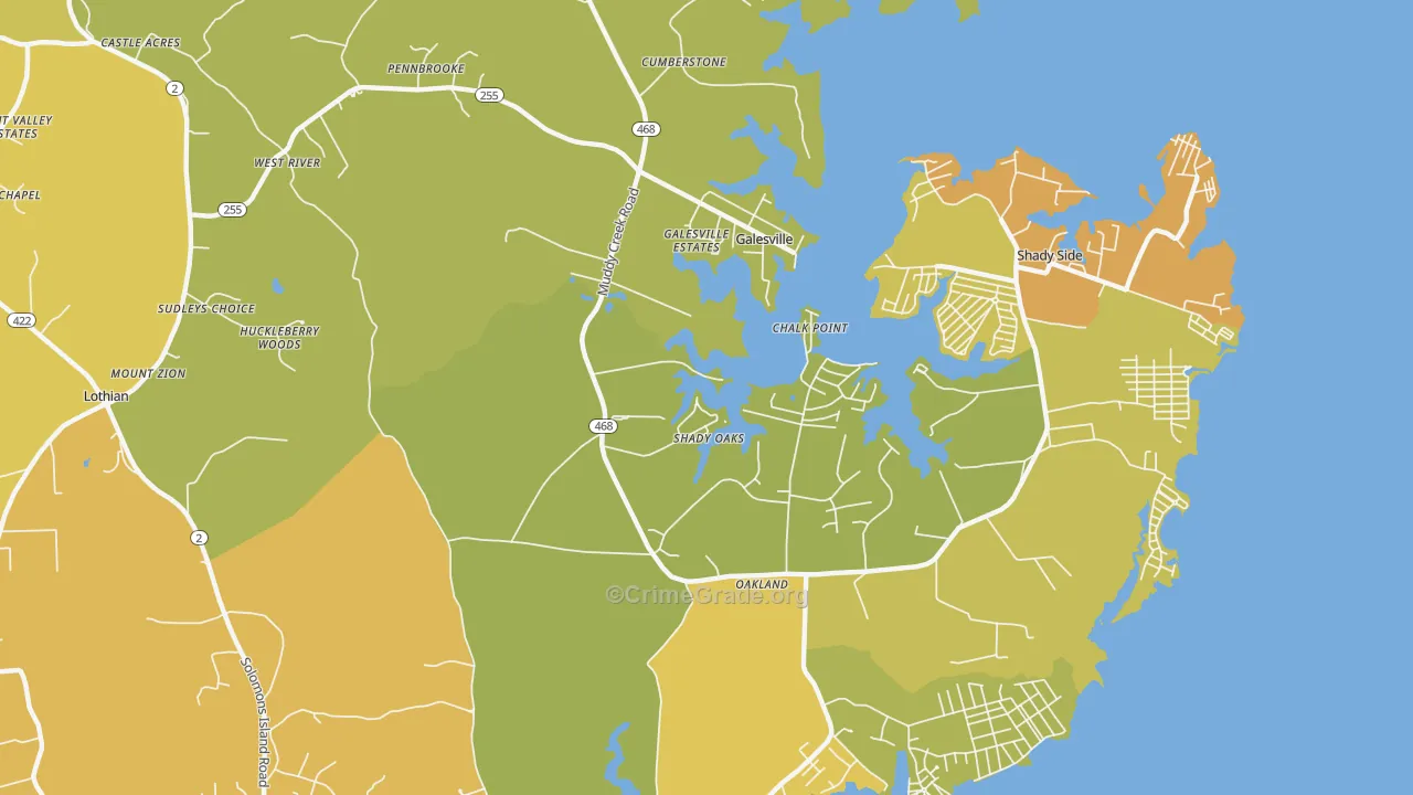 20778, MD Map of Vehicle Theft Rates