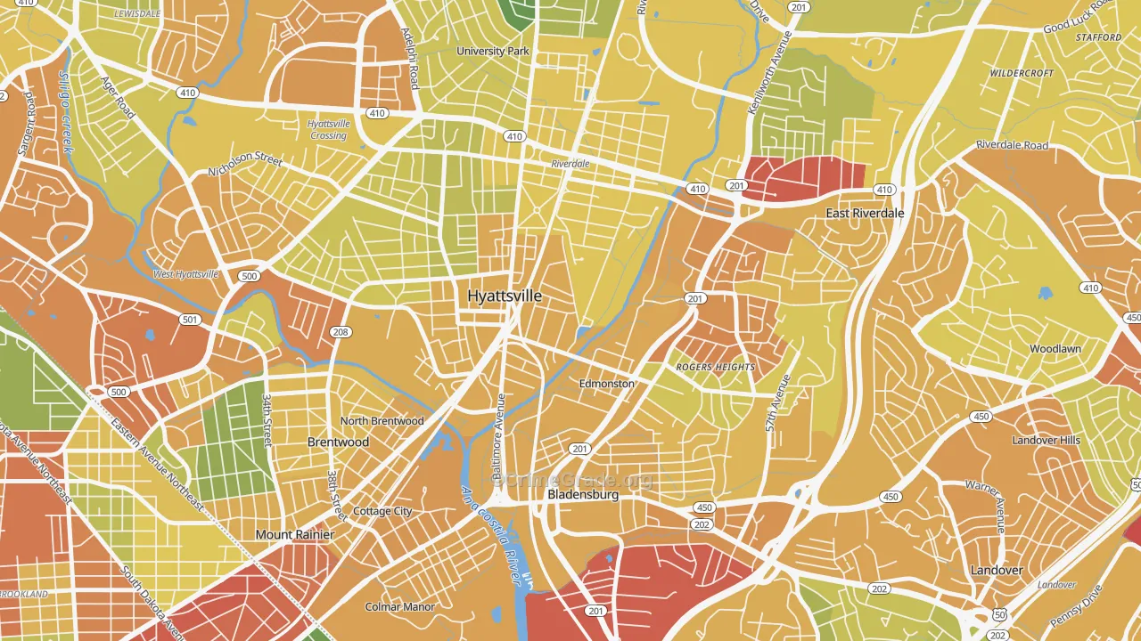 20781, MD Map of Vehicle Theft Rates
