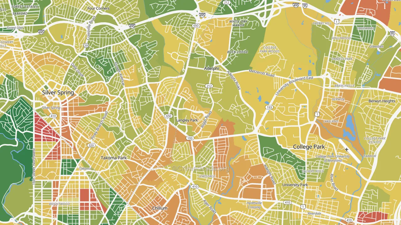 20783, MD Map of Vehicle Theft Rates