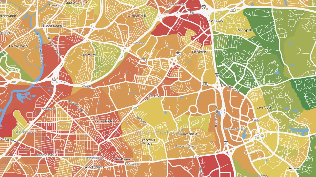 20785, MD Map of Vehicle Theft Rates