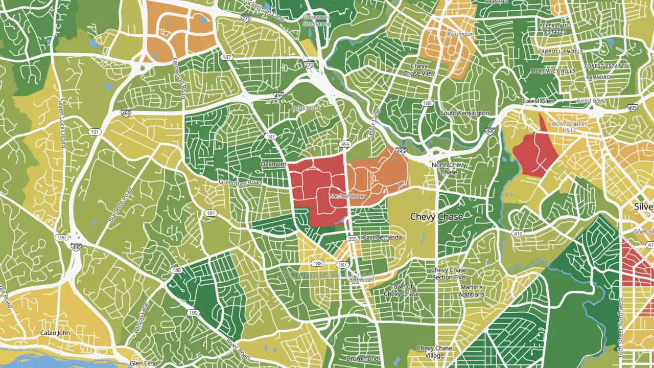 20814, MD Map of Vehicle Theft Rates