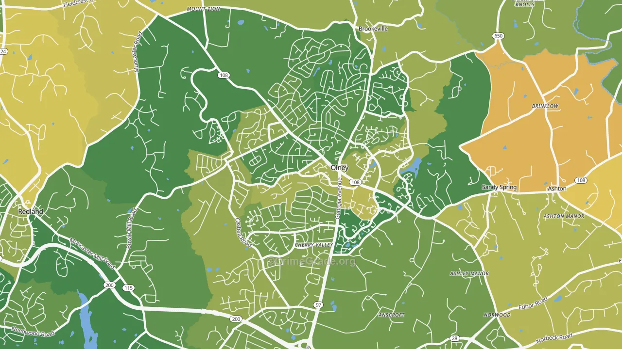 20832, MD Map of Vehicle Theft Rates