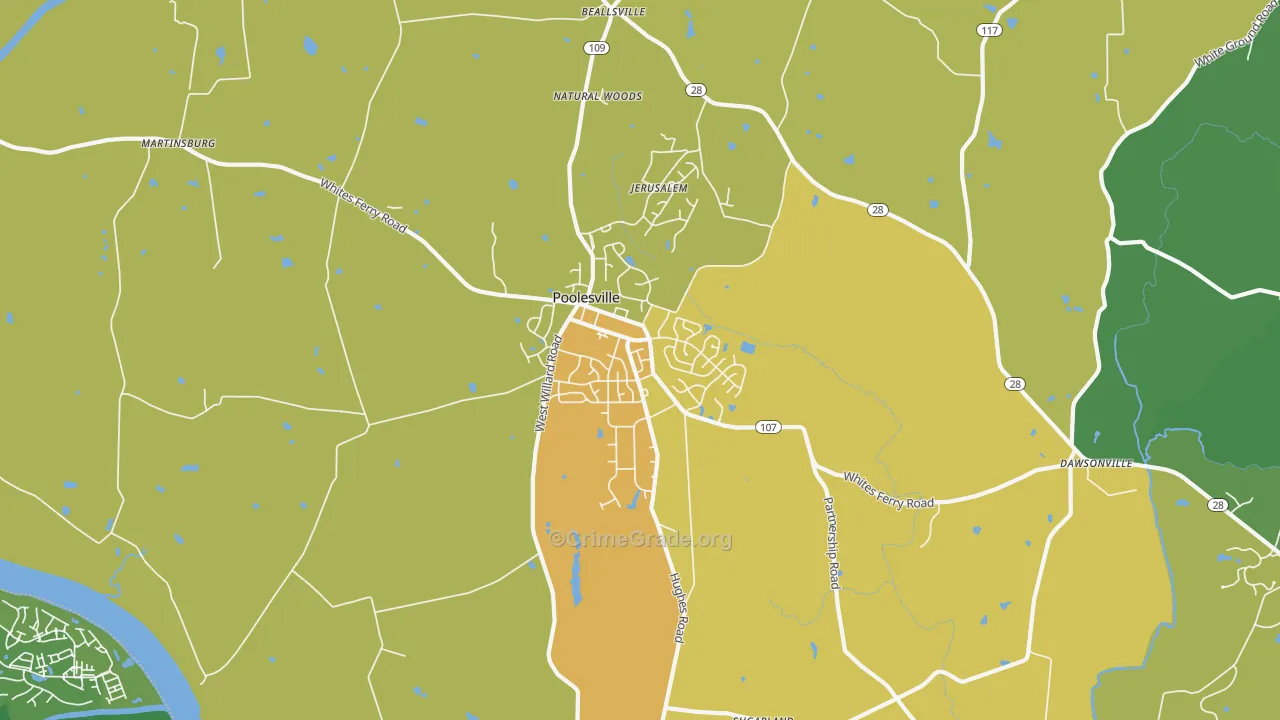20837, MD Map of Vehicle Theft Rates