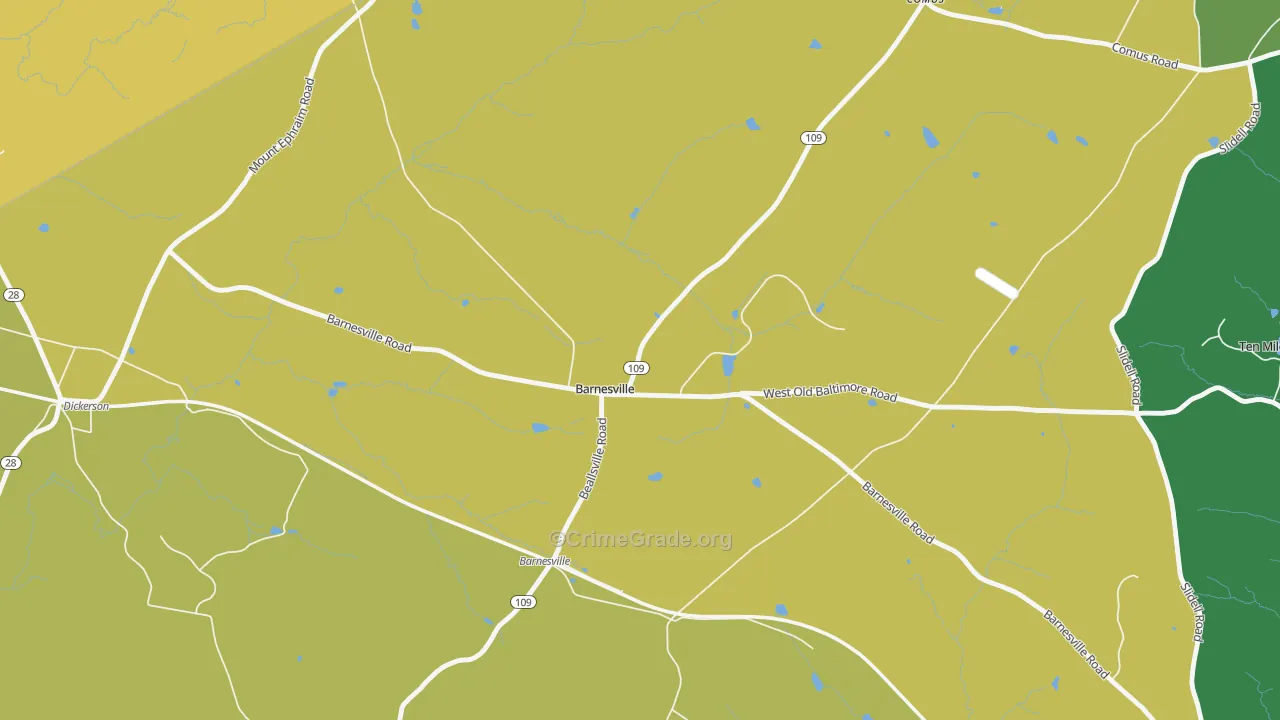 20838, MD Map of Vehicle Theft Rates