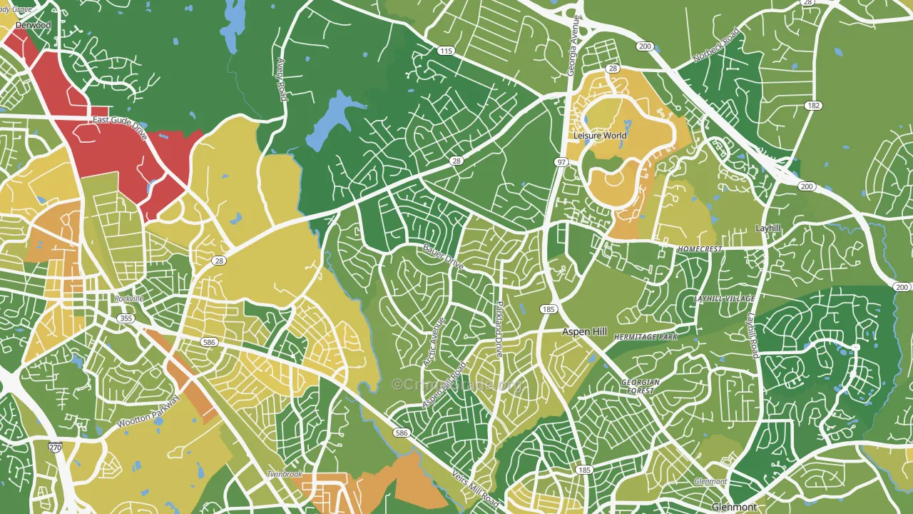 20853, MD Map of Vehicle Theft Rates