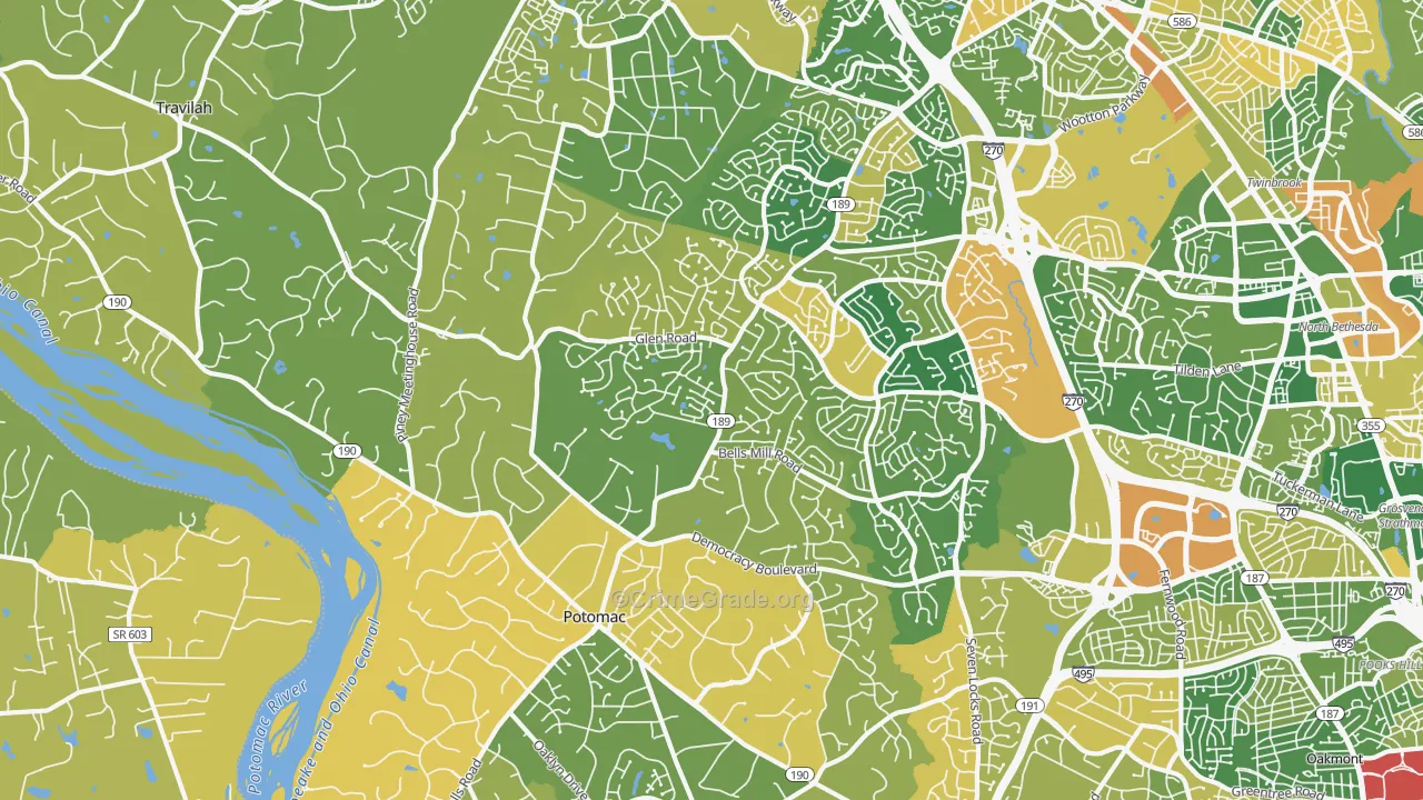 20854, MD Map of Vehicle Theft Rates