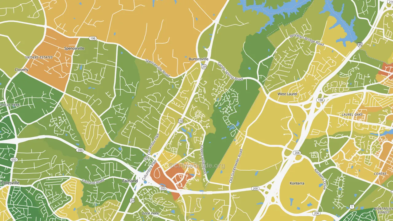 20866, MD Map of Vehicle Theft Rates