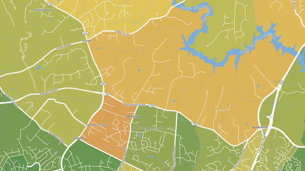 20868, MD Map of Vehicle Theft Rates