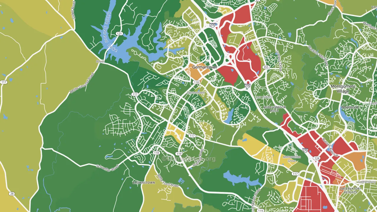 20874, MD Map of Vehicle Theft Rates