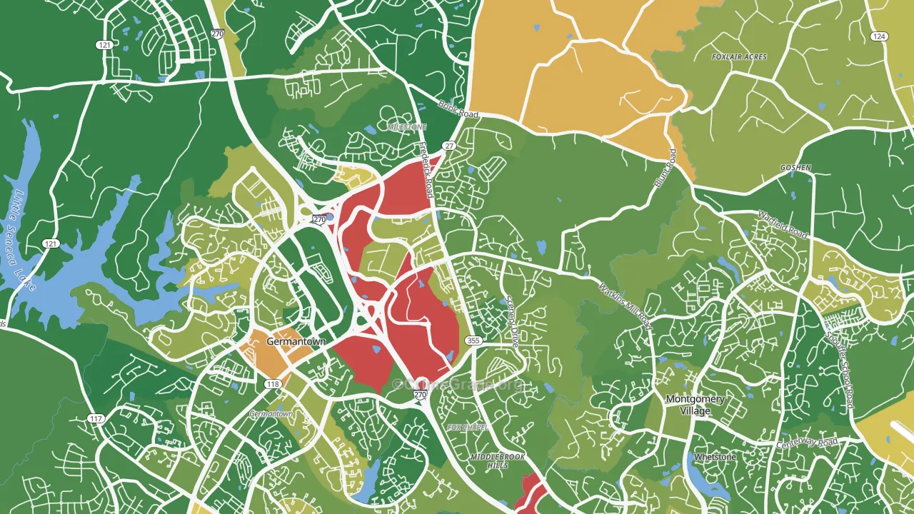 20876, MD Map of Vehicle Theft Rates