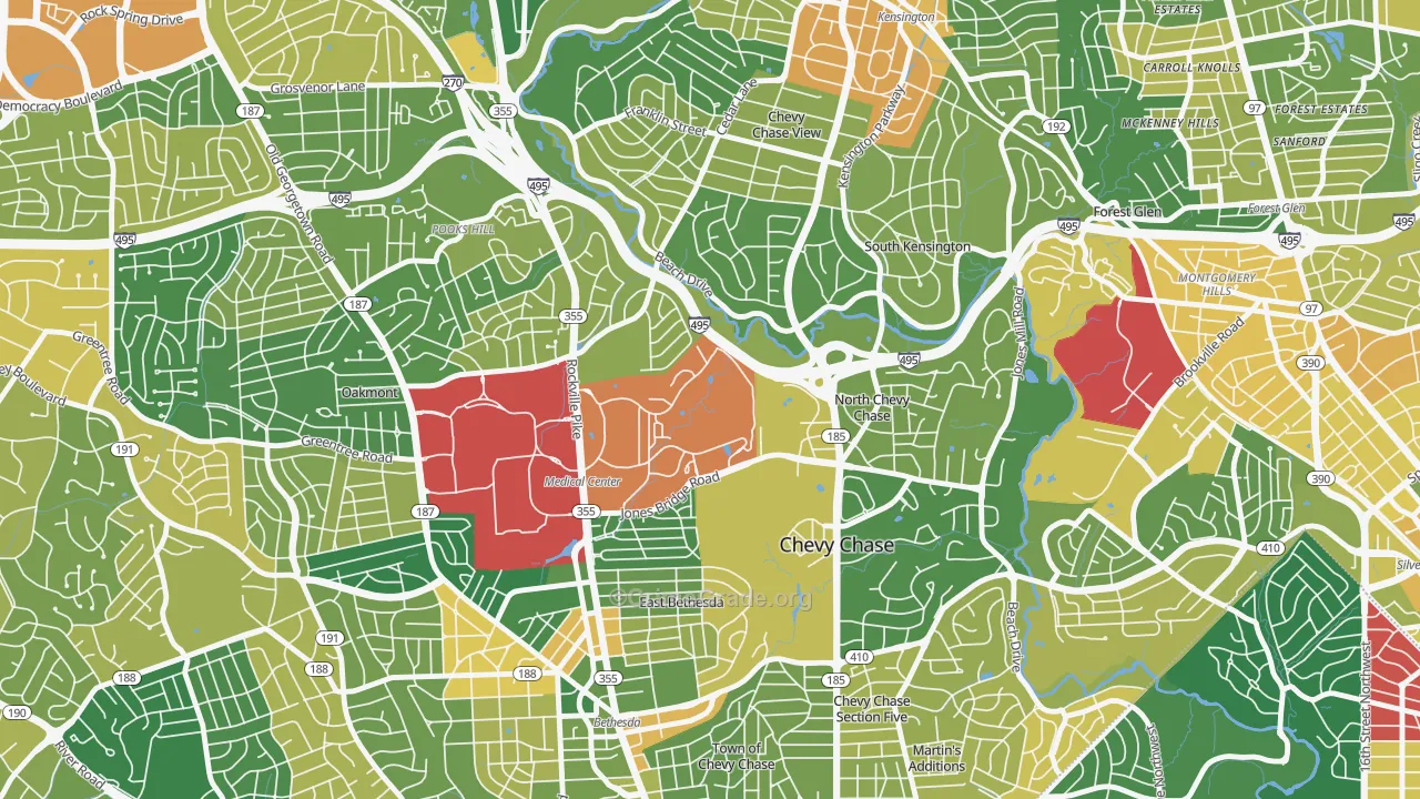 20889, MD Map of Vehicle Theft Rates
