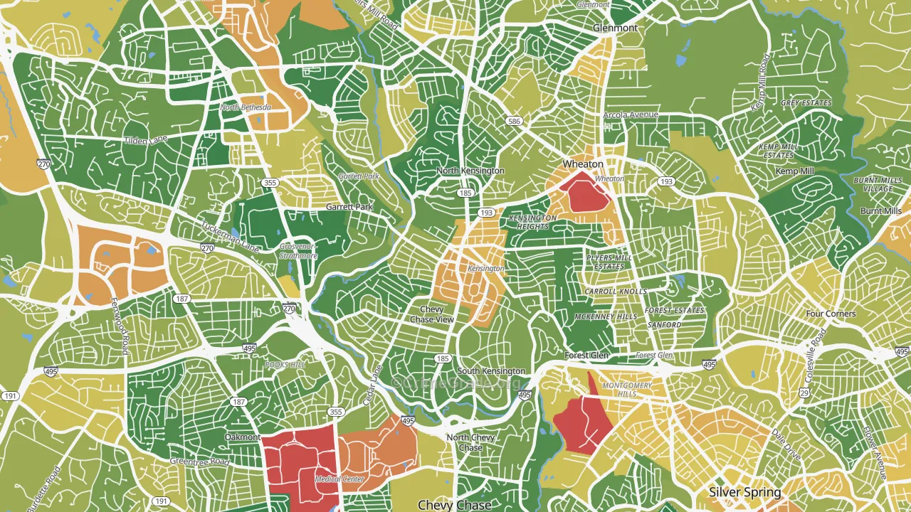 20895, MD Map of Vehicle Theft Rates