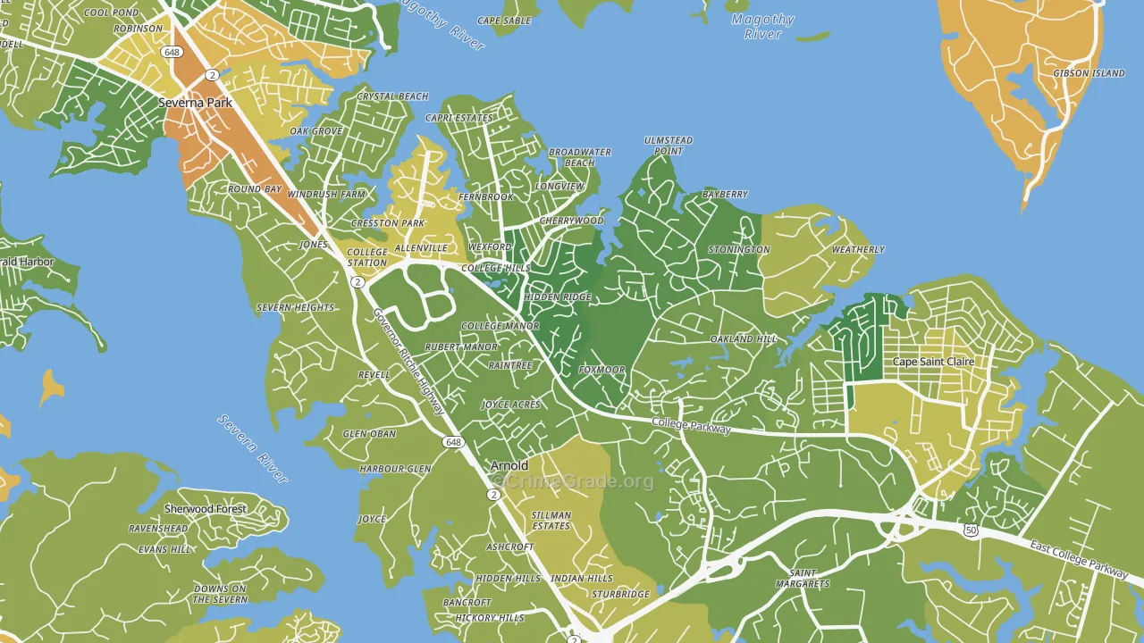 21012, MD Map of Vehicle Theft Rates