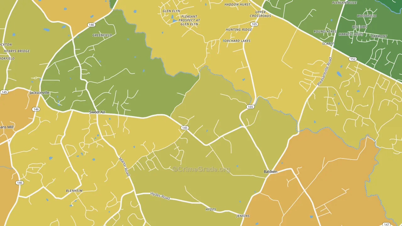 21013, MD Map of Vehicle Theft Rates