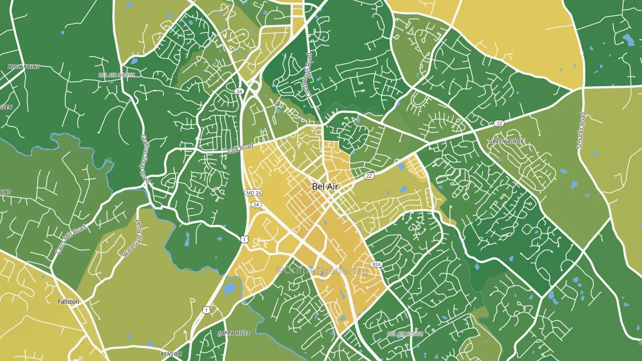 21014, MD Map of Vehicle Theft Rates