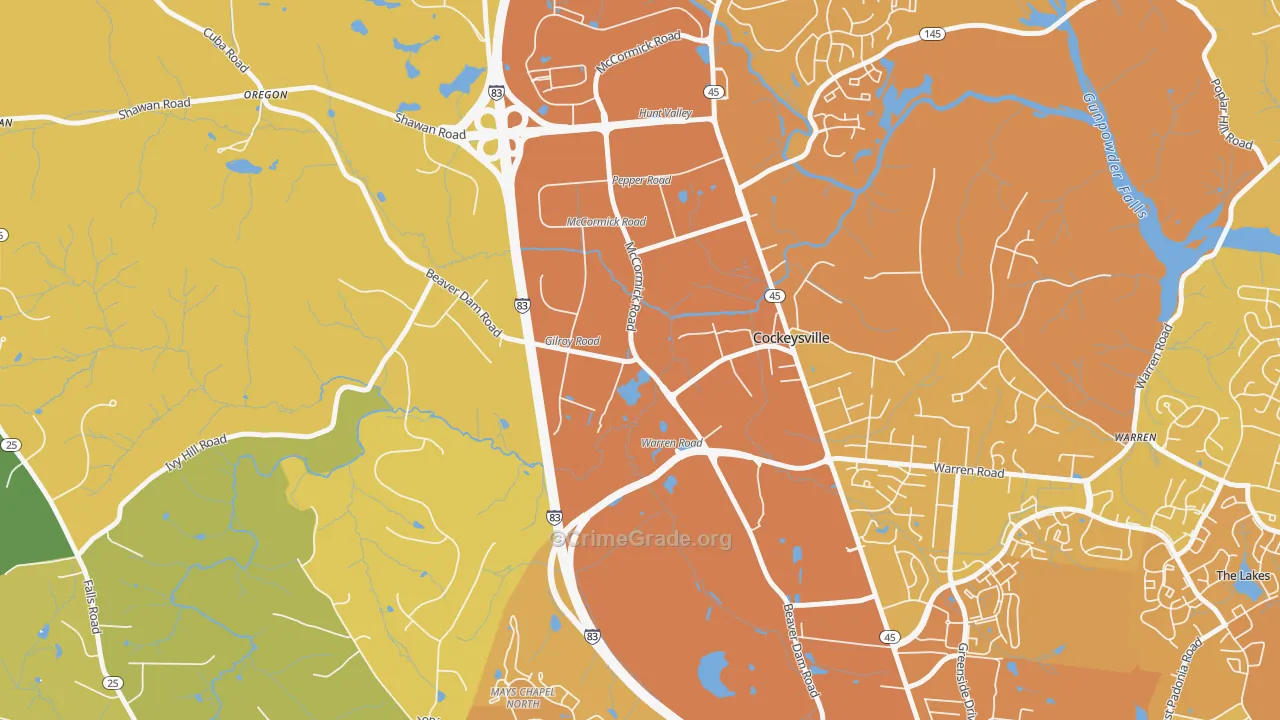 21031, MD Map of Vehicle Theft Rates