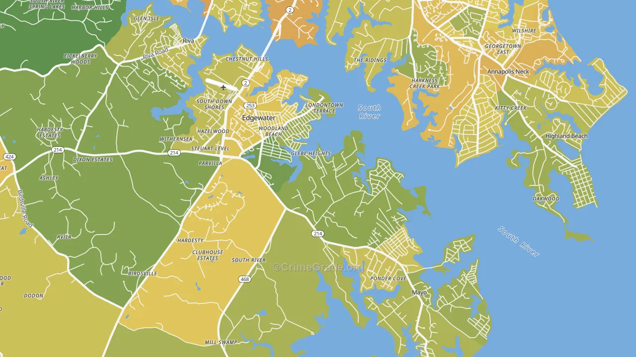 21037, MD Map of Vehicle Theft Rates
