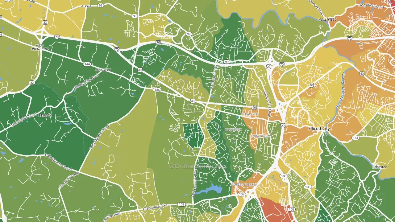 21042, MD Map of Vehicle Theft Rates
