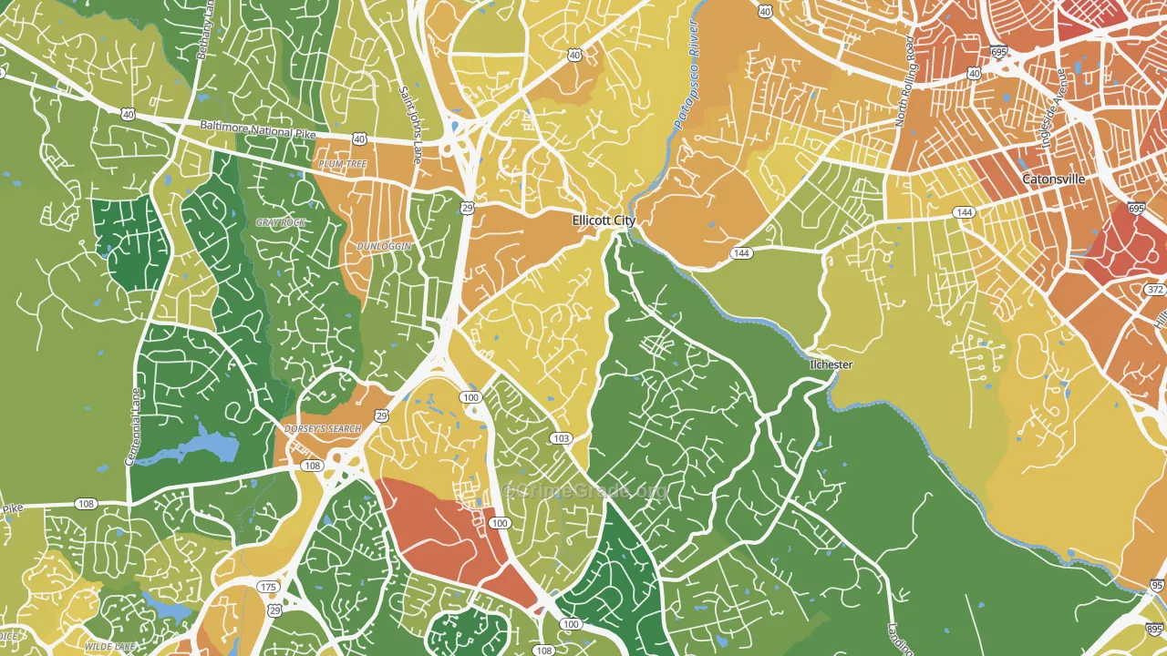 21043, MD Map of Vehicle Theft Rates